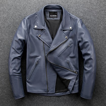The first layer of sheepskin motorcycle clothing Pure sheepskin riding clothing Lapel slim Korean version large size leather leather mens motorcycle
