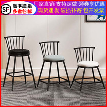 Cafe milk tea shop simple household high bar chair bar stool backrest high chair high stool Bar bar chair high stool