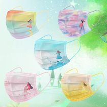 2022 new spring girls color printing fashion adult children cartoon mask anti-droplet personality mask tide