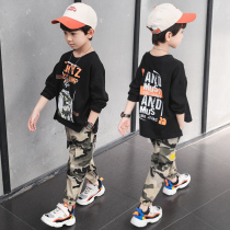 Childrens clothing boys autumn casual set 2021 new childrens boys foreign spring autumn camouflage sports two-piece set