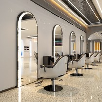 High-definition lens barber shop mirror table single-sided wall-mounted hair salon special mirror with light hair cutting floor mirror