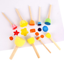 Kindergarten Meirao Round Sponge Painting DIY Seal Pigment Doodle Tool Children Painting Mushroom Brush