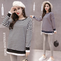 Pregnant women tide 2021 autumn coat spring and autumn hot mom personality autumn suit out fashion loose autumn clothes
