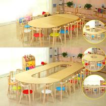 Childrens toys tables and chairs wooden handmade seats counseling leisure drawing home education tea table work table economy