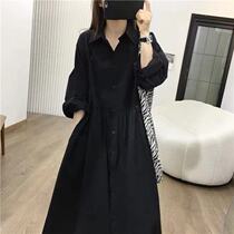Net red maternity dress autumn fashion long sleeve shirt dress out autumn dress knee long shirt dress thin