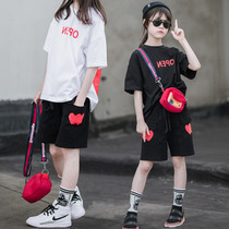 Girl Nets Red Suit Foreign Air Children 2022 New Summer Slim Fit Children Short Sleeves Two Sets Tide