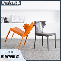 Dining chair restaurant Home Hotel Cafe simple saddle leather light luxury Nordic back chair soft bag hard leather design