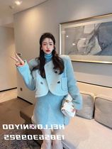 Small fragrant wind woolen jacket two-piece female 2021 autumn and winter New French little temperament celebrity ladies skirt jacket set