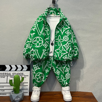 Boys spring clothing suit 2022 new handsome gas wave Qi Boy Fried Street Trendy Spring Autumn Sports Children Clothes