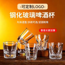 Bar KTV drop-resistant tempered beer cup Luo glass wine whiskey cup thick bottom thick octagonal cup whole box batch