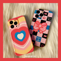 Color loving board lattice butterfly knot suitable for apple 13 phone shell 13promax new iphone anti-fall 12pro tide card xsmax mesh red 11promax