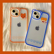 Minimalist transparent cartoon Little Bear Tiger is suitable for Apple 13 phone shell 13promax new xsmax creative iphone lovers 11promax anti-fall 12pro