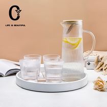 Cold water jug Cold water jug Household high temperature resistant glass living room cup set Creative summer large capacity summer Korea