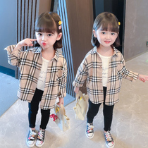 Childrens Clothing Girl Spring Autumn Plaid Shirt Outwear Net Red Clothes Baby Casual Long Sleeve Blouses Children Autumn Dress Foreign Air