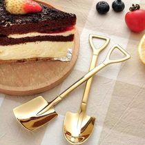 Net red square head iron rowan spoon eat watermelon artifact Stainless steel coffee dessert ice cream spoon Household children eat spoon