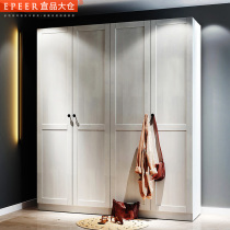 Full house custom solid wood wardrobe combination overall simple modern Nordic style home bedroom log cupboard