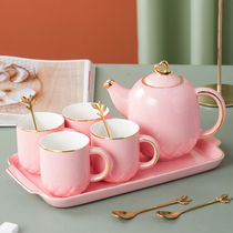 Light luxury afternoon tea tea set Ceramic household bubble fruit flower teapot Nordic water cup Water knot wedding object