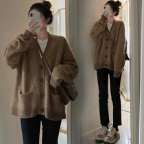 Pregnant women autumn suit fashion cardigan sweater autumn coat Spring and Autumn New Net red knitted jacket autumn and winter