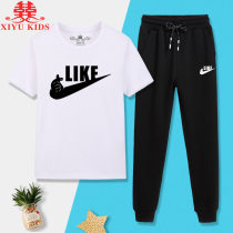 Boy Summer Suite 2022 New Tidal Fried Street Children Dress CUHK Boy Handsome Fashion Short Sleeve Children Summer Clothing Thin