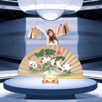 Super large hanging fan shelf base fan supporting decorative fan antique craft fan large folding fan style Chinese group fan bamboo retro