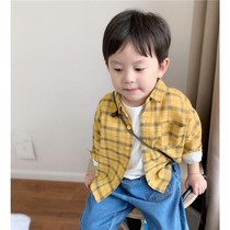 Boys shirt Spring and Autumn new small children plaid shirt foreign baby long sleeve cotton children thin coat tide