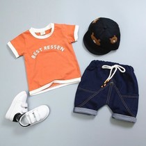 Childrens clothing boys summer suit 2021 new foreign style Korean version of the small childrens summer baby short-sleeved two-piece set of tide clothes