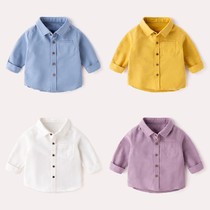 Childrens shirt boys plus velvet long sleeve spring and autumn clothing Korean version of boys shirt childrens baby shirt cotton foreign gas
