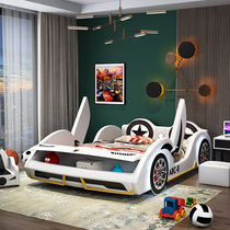 Youth cartoon running lathe cartoon car bed Girl 1 2 meters 1 5 meters childrens leather bed boy multi-function