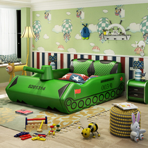 Cartoon Car Bed Childrens Bed Boy With Guardrails Personality Single Beds 1 2 1 5 m Creative Tank Genuine Leather Beds