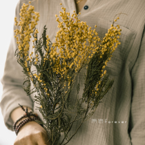 Natural yellow Christmas Acacia dry bouquet with restaurant B & B scene photo ornaments scented candles decoration