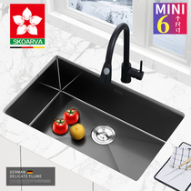 Nano black 304 stainless steel handmade sink Small single slot kitchen bar household sink balcony sink