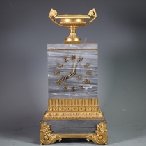 Imperial Lion Castle Western Antiques A marble copper gilt gold parts inlaid with mechanical clock around 1830