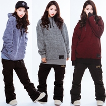 Special price] WWS Korea ski sweater single double board mens and womens long hoodie pullover purple gray black warm pants