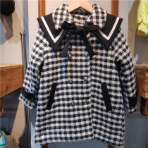 Special Price Winter Girl Retro collar clip cotton wool The girl child Korean version Fashion jacket in the big coat