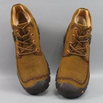 Scarce hard goods lone high-end first layer cowhide mens outdoor leisure leather boots plus cotton warm wear-resistant hiking cotton boots