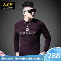 SXF Saint Xifan knitwear mens Korean version of the new embroidery round neck line slim bottom sweater mens sweater tide