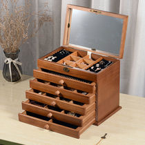 The first decoration case 2021 new advanced European style solid wood first decorated case wood with lock multilayer large capacity first decorated case