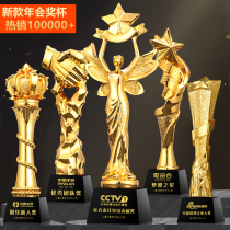 Trophy custom creative resin five-pointed star basket football crown ox year ox crystal trophy medals customized company Awards