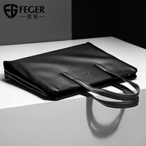 Feige mens bag Soft leather computer bag Business leisure official bag Hand carry bag Briefcase Mens bag handbag