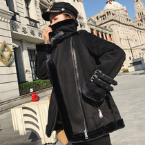 Counter 2021 New deerskin short jacket women plus velvet padded Korean version of all leather wool one locomotive jacket jacket