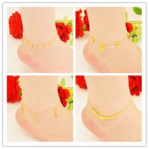 Official website Lao Fengxiang new fashion sand gold anklet women wild transfer beads coin ball copper gold-plated fake gold