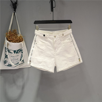 2021 summer womens high waist side zipper design denim shorts fashion wild European goods trendy models wear hot pants thin