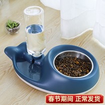 Cat bowl double bowl automatic drinking dog bowl food bowl cat rice bowl pet rice bowl cat water bowl dog bowl dog bowl one
