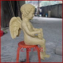 Yijin sandstone figure sculpture sandstone round sculpture indoor and outdoor urban garden district decoration ornaments-Little Angel