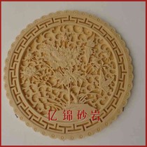 Yijin artificial sandstone relief round carving Hotel Villa club entrance sculpture Chinese pendant landscape wall decoration six