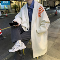 Maoze coat mens tide autumn and winter Korean trend long loose casual Joker windbreaker ins Tide brand coat