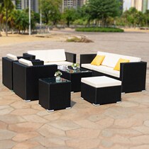 Outdoor furniture Rattan sofa combination Garden waterproof sunscreen Outdoor leisure Nordic Rattan chair Rattan corner sofa chair