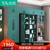 Rotating invisible bed folding bed wardrobe desk bookcase combination multifunctional wall bed Murphy bed simple modern
