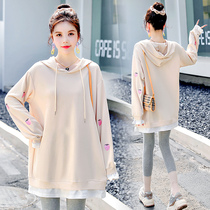 Pregnant womens spring clothing suit fashion models 2022 new blouses women loose t-shirt Spring and autumn money big code necropolis for long sections