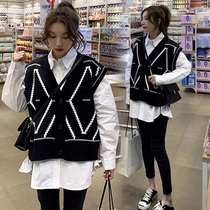 Pregnant women Spring and Autumn Winter season sweater vest loose casual top Net Red Shirt new fashion two-piece suit